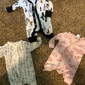 Newborn girl footless pajamas